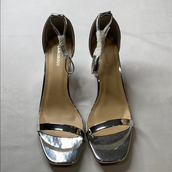 Glamorous Shoes - GLAMOROUS SILVER BLOCK HEEL SANDALS